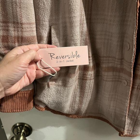 Reversible rust colored corduroy and plaid jacket NWT - Picture 5 of 9